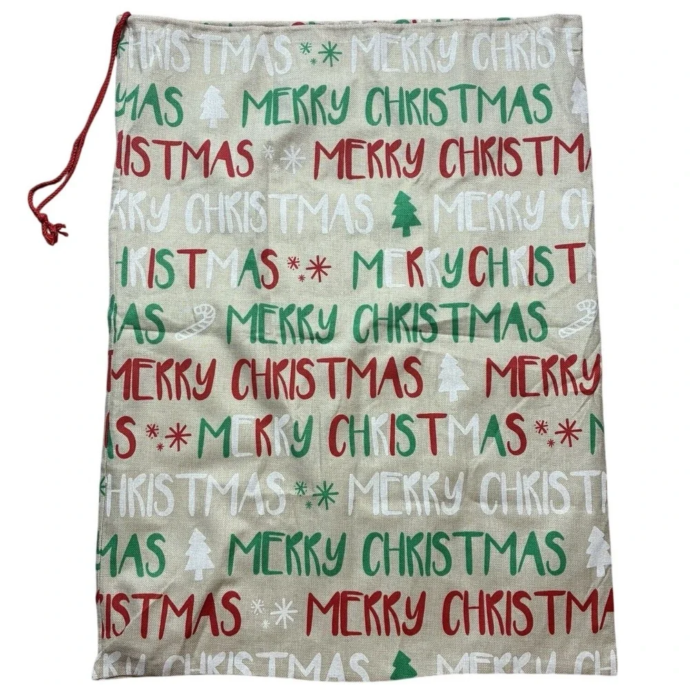 Burlap Style Merry Christmas Large Drawstring Gift Toy Santa‎ Bag Sack 36